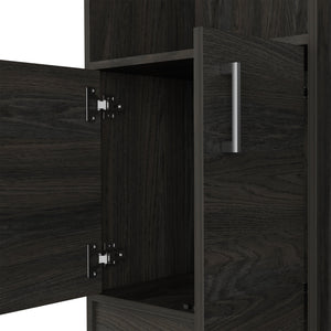English Elm Illinois Bar Cabinet with 16 Bottle Cubbies, Glass Rack for 8, Cabinet & Open Shelf — Stylish, Ergonomic Storage B128S00031