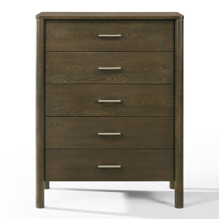 VIG Furniture Carolina Tall Wenge Chest With 5 Soft-Close Drawers, Brushed Nickel Handles, Durable Storage (95) VGMA-BR-167-CHST-WNG