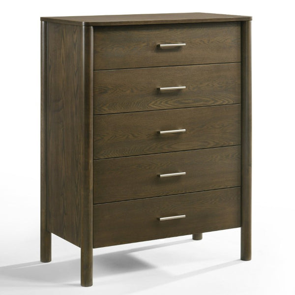 VIG Furniture Carolina Tall Wenge Chest With 5 Soft-Close Drawers, Brushed Nickel Handles, Durable Storage (95) VGMA-BR-167-CHST-WNG