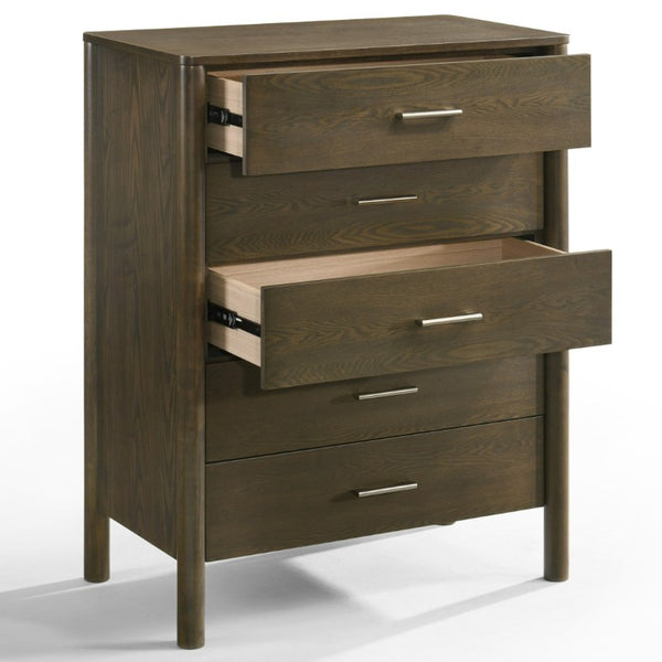 VIG Furniture Carolina Tall Wenge Chest With 5 Soft-Close Drawers, Brushed Nickel Handles, Durable Storage (95) VGMA-BR-167-CHST-WNG