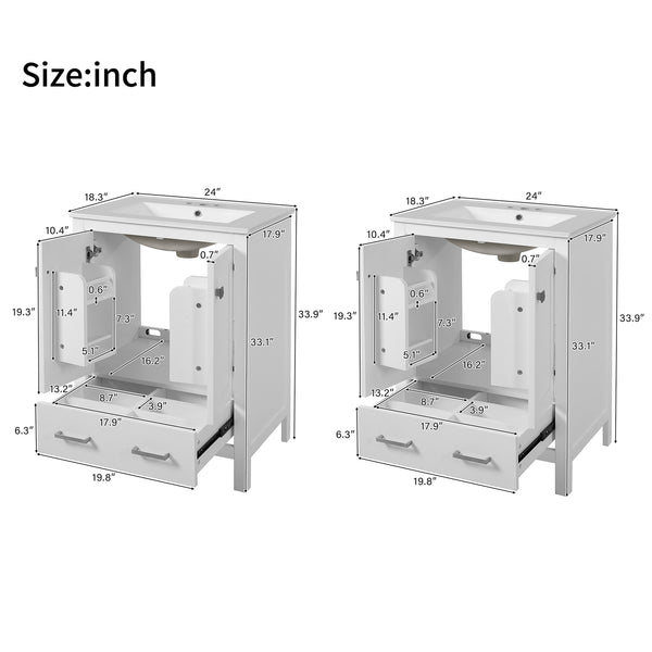 English Elm 48-Inch Modern Bathroom Vanity with Dual Ceramic Sinks, Ample Soft-Close Storage and Stylish Design White N729P000009K