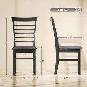 English Elm Modern Farmhouse Rubberwood Dining Chairs with Slatted Back and Cushioned Seat Set of 2 T3971P429276