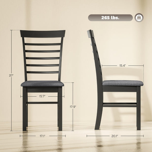 English Elm Modern Farmhouse Rubberwood Dining Chairs with Slatted Back and Cushioned Seat Set of 2 T3971P429276