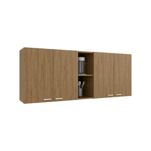 English Elm Wall Cabinet sleek 47.2" W x 23.6" H engineered wood wall-mounted storage with four doors, shelves, organizer and eco-safe compliance Natural Wood 62.2 L x 18.5 W x 4.72 H B097P296842