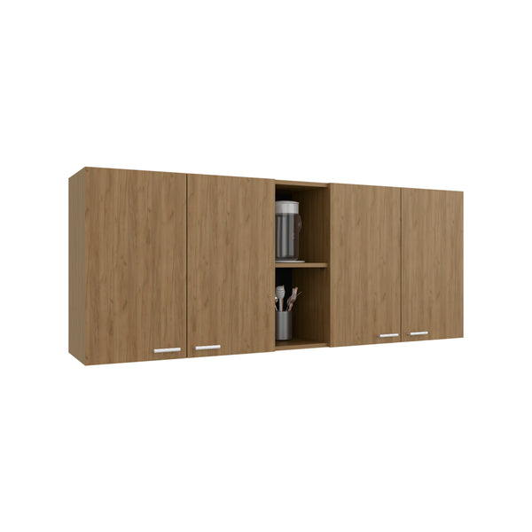 English Elm Wall Cabinet sleek 47.2" W x 23.6" H engineered wood wall-mounted storage with four doors, shelves, organizer and eco-safe compliance Natural Wood 62.2 L x 18.5 W x 4.72 H B097P296842