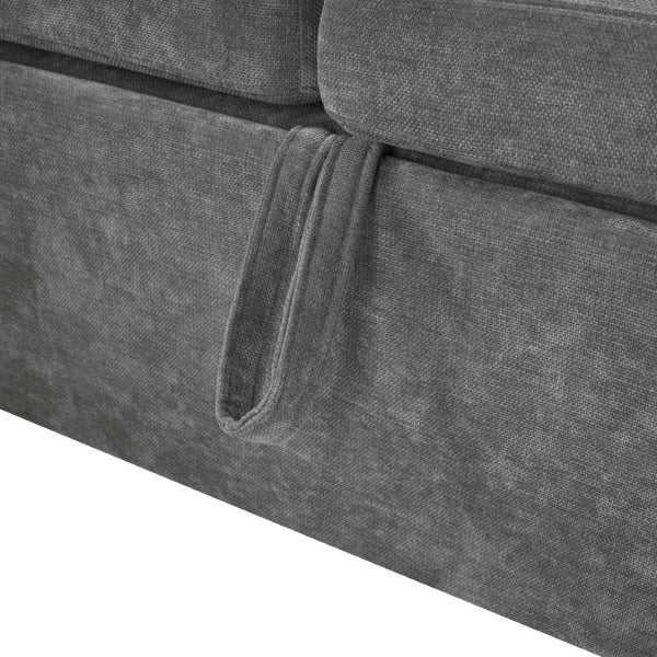 English Elm Sectional Sofa Bed - Versatile L-Shaped Chenille Sofa With Sleeper, Hidden Storage & Pillows, Gray N719S002070E-GIGA