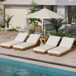 English Elm Christopher Knight Home® - Lounge Chaise Set - Stylish Acacia Wood With Cream Cushion, Adjustable Recline, Weather-Resistant Design N770P281696T_65429.00CUSH