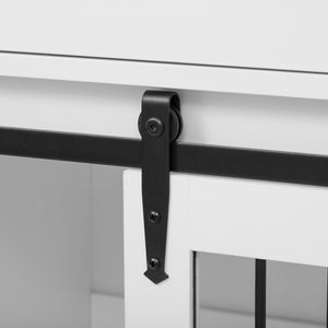 English Elm 2 IN 1 Modern Dog Crate Kitchen Island with Storage, Rolling Lockable Casters, Sliding Doors & Drawer N843P256452R