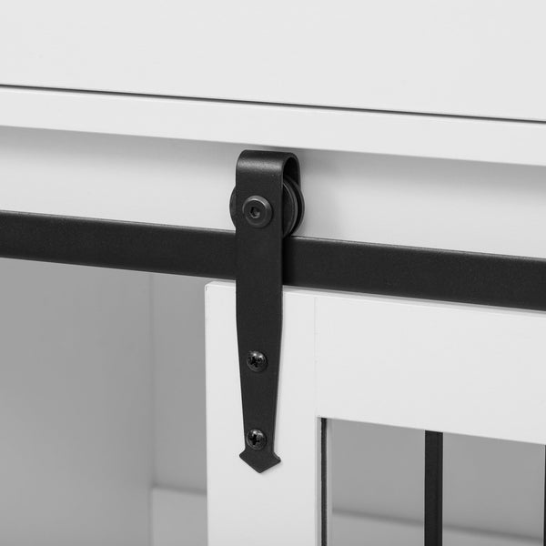 English Elm 2 IN 1 Modern Dog Crate Kitchen Island with Storage, Rolling Lockable Casters, Sliding Doors & Drawer N843P256452R