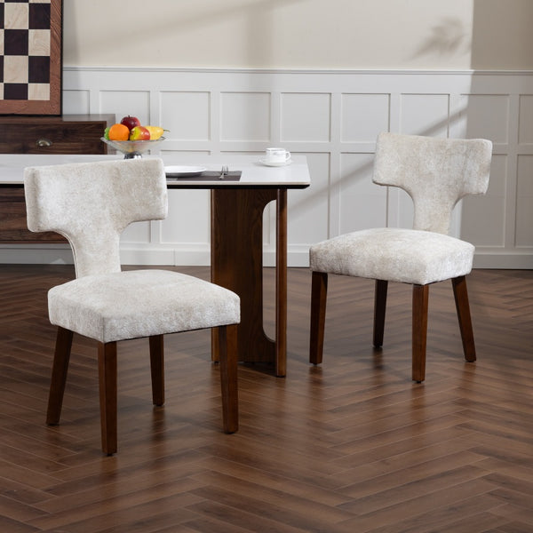 English Elm Mid Mid Century Modern Dining Chairs Set of 2 Upholstered Linen Accent Chairs with Solid Wood Frame, Ergonomic Support and Nailhead Trim Beige W794P335667
