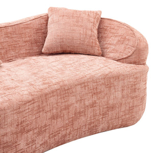 English Elm Pink Curved Two-Person Chenille Sofa with Armrests & 2 Pillows — Compact, Spring-Foam Support W3612P350755