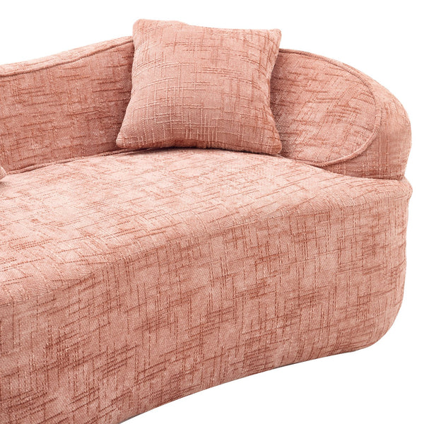 English Elm Pink Curved Two-Person Chenille Sofa with Armrests & 2 Pillows — Compact, Spring-Foam Support W3612P350755