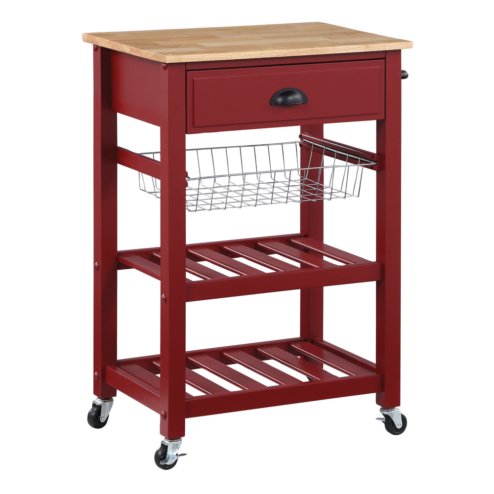OSP Home Furnishings Hampton Kitchen Cart Red Red