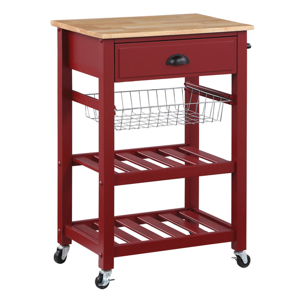 OSP Home Furnishings Hampton Kitchen Cart Red Red