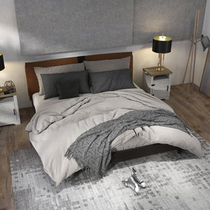 English Elm Farmhouse Rustic Nightstand with 2 Drawers and Open Shelf, Sturdy Wood-End Table for Bedroom Charm White+Oak 23.03 L x 20.79 W x 6.89 H W3151P264507