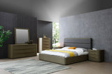 VIG Furniture Modrest Lois - Modern Grey Leather & Beige Shagreen Bed VGVC-BD2408-BED