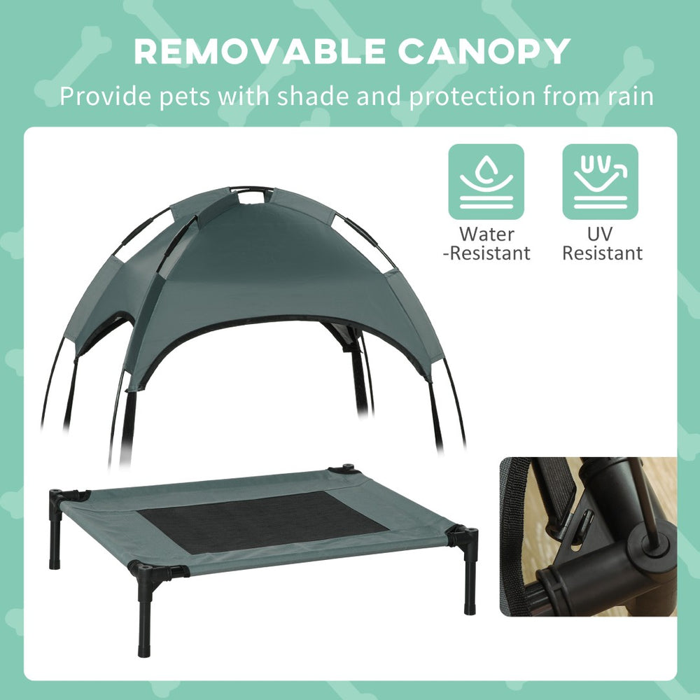 English Elm Pet Elevated Outdoor Dog Cot with Canopy Breathable Mesh and Steel Frame for Small Dogs T3971P384253