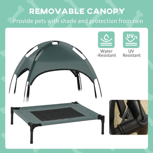 English Elm Pet Elevated Outdoor Dog Cot with Canopy Breathable Mesh and Steel Frame for Small Dogs T3971P384253