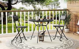 English Elm 2pcs Folding Stool with Back, Cushioned Portable Padded Chairs for Indoor Outdoor Café Kitchen Events Seating W2580P314330