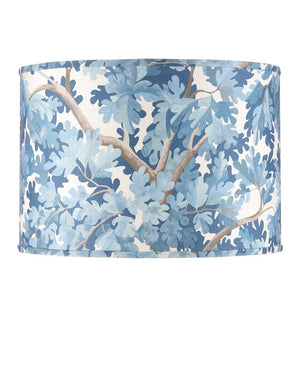 Currey & Company Woodland Drum Lamp Shade - Elegant Oak Tree Design On Fabric For A Stylish Home Décor Upgrade Blue Cotton 0900-6011-currey-company