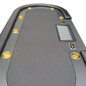 English Elm Ino Oval Poker Table Top Waterproof Felt Surface with Leatherette Rail and Cup Holders W2748P202110