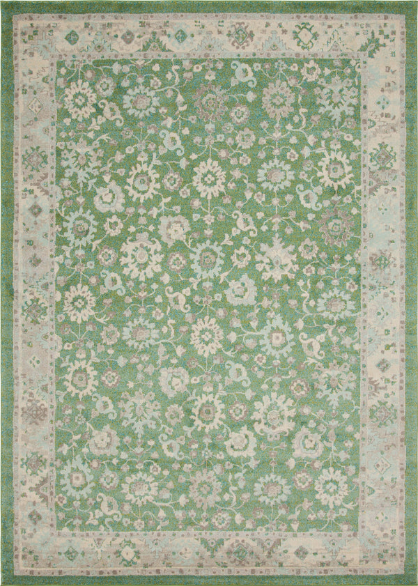 Unique Loom Penrose Krystle Machine Made Floral Rug Green, Beige/Ivory/Light Blue 9' 10" x 13' 11"