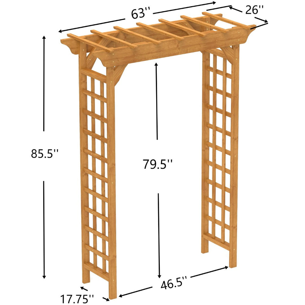 English Elm Wooden Garden Arch Solid Frame Backyard Trellis for Climbing Plants Wedding Ceremony W2640P225585