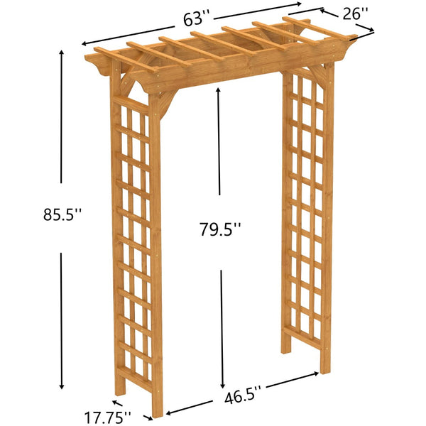 English Elm Wooden Garden Arch Solid Frame Backyard Trellis for Climbing Plants Wedding Ceremony W2640P225585