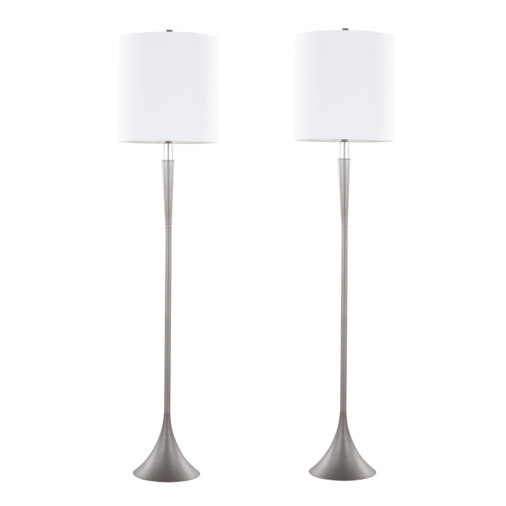 English Elm Metal Floor Lamp Pair Cast Iron Base Crystal Accents Linen Shade Living Room Decor B202P471647