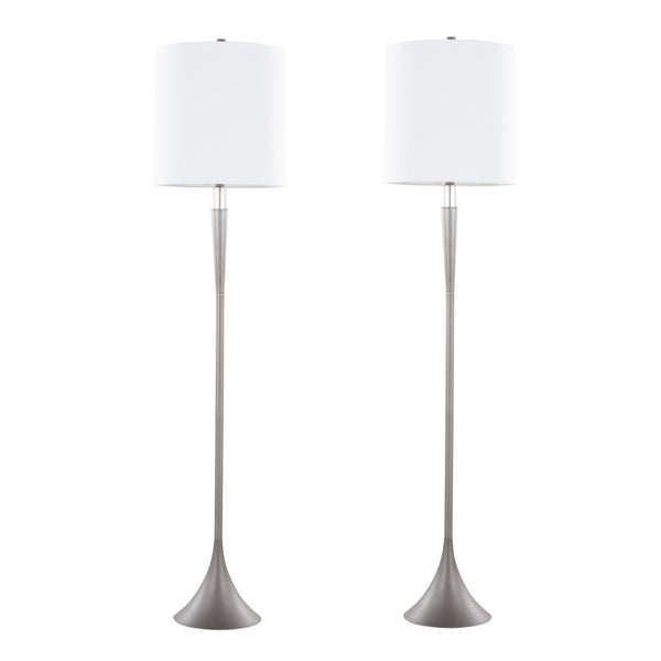 English Elm Metal Floor Lamp Pair Cast Iron Base Crystal Accents Linen Shade Living Room Decor B202P471647