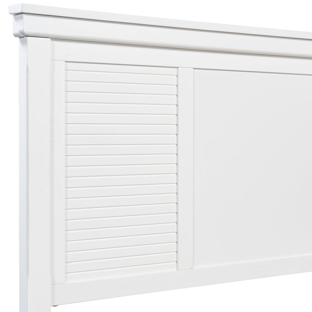 English Elm Christopher Knight Home® - King Solid Wood Bed Platform White Farmhouse Style King Size Frame Sturdy Slats 800lb Support, Fits 8-12" Mattress, Minimalist Elegance N758K906162K