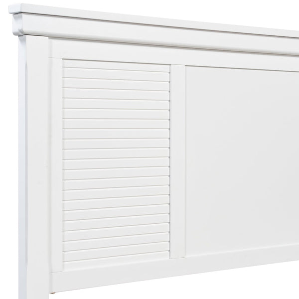 English Elm King Solid Wood Platform Bed White Farmhouse Headboard Low Profile Sturdy Frame N758K649900K