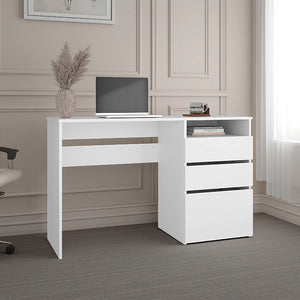English Elm Kenai White Melamine Computer Desk with Three Drawers and Open Shelf for Home Office B097P474290