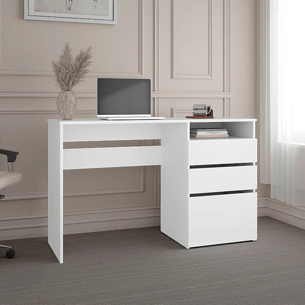 English Elm Kenai White Melamine Computer Desk with Three Drawers and Open Shelf for Home Office B097P474290
