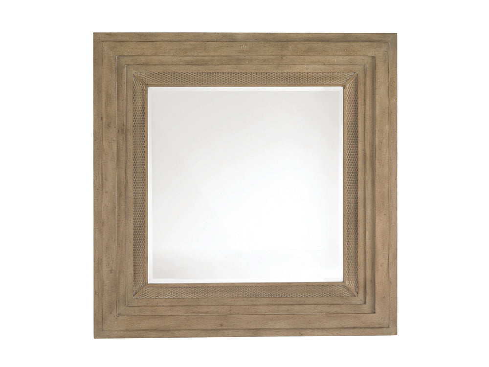Lexington Spyglass Mirror - Elegant Transitional Design With Grey Elm Veneer And Woven Rattan Frame Beauty Cambria  830-204