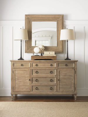Lexington Spyglass Mirror - Elegant Transitional Design With Grey Elm Veneer And Woven Rattan Frame Beauty Cambria  830-204