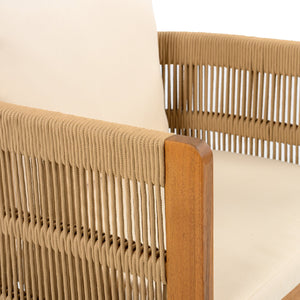 English Elm Christopher Knight Home® - Outdoor Dining Set with Acacia Wood Frames, 63" Slatted Table & 4 Chairs with Waterproof Washable Cushions Beige,Brown,Teak N779P269291N_N779P279983B-2