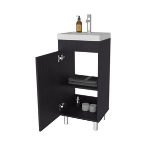 English Elm FM Floating Bathroom Vanity with Integrated Sink and Soft-Close Cabinet for Sleek Modern Storage Wenge 33.5 L x 18.9 W x 11.4 H B128P335853