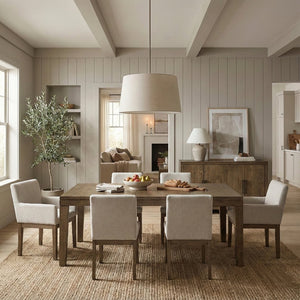 English Elm Brown French Oak Veneer 7 Piece Dining Set Upholstered Chairs Expandable Leaf B011S02334