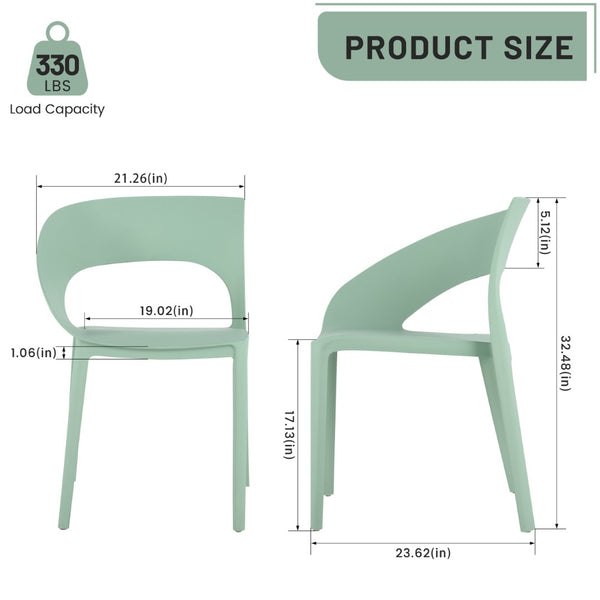English Elm Summer Polypropylene Round Dining Set Stackable Chairs Uv Resistant Indoor Outdoor Patio Haze Green,White W3450S00026