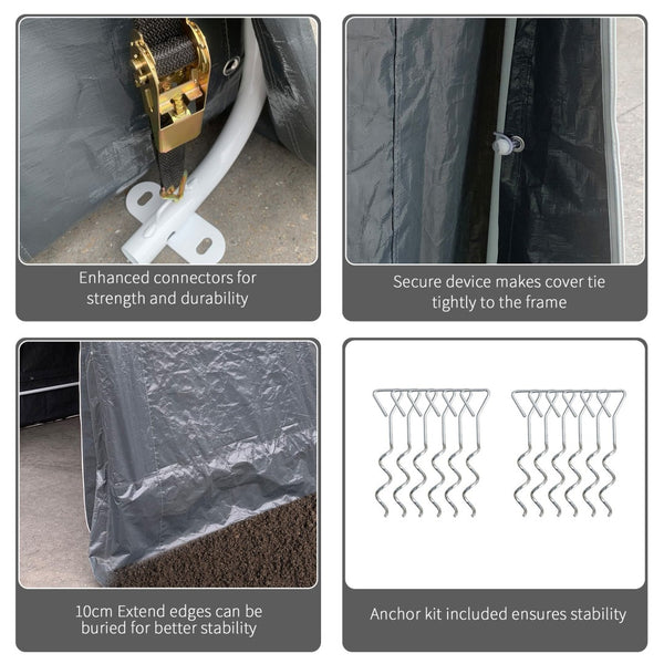 English Elm Outsunny Portable Carport Shelter with Steel Frame Anti-uv Pe Cover and Zipper Entry W2225P217230