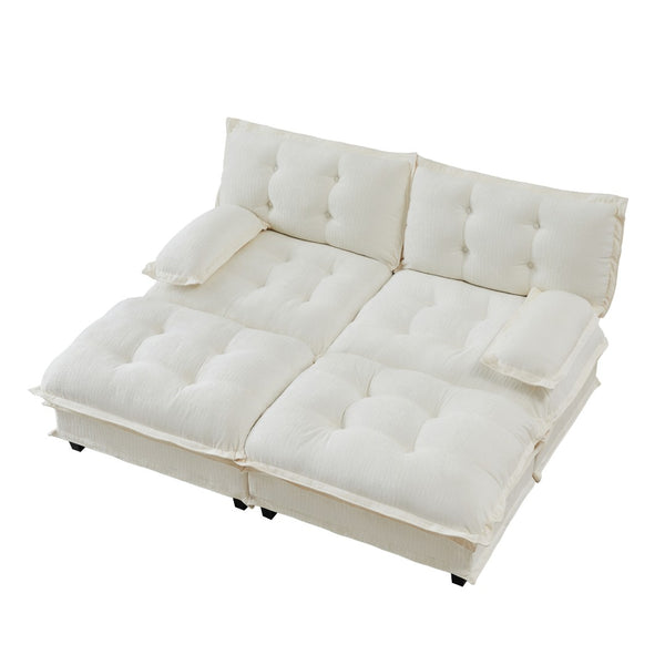 English Elm 77" Chenille Modular Cloud Sofa Plush Deep Seat Sectional with Ottomans for Living Room Beige W714S01676