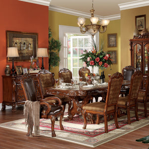 English Elm Beige Padded Side Chair Set of 2 — Checkered Seat & Floral Back, Scalloped Apron, Cherry Oak Finish B062P209244