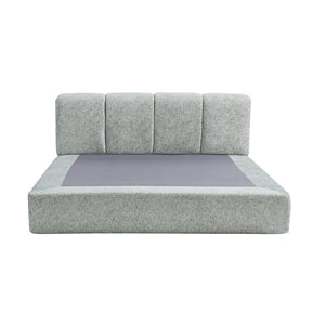 English Elm Queen Chenille Upholstered Cloud Platform Bed No Assembly Low Profile Modern Foundation Grey+Brown W1765P448451