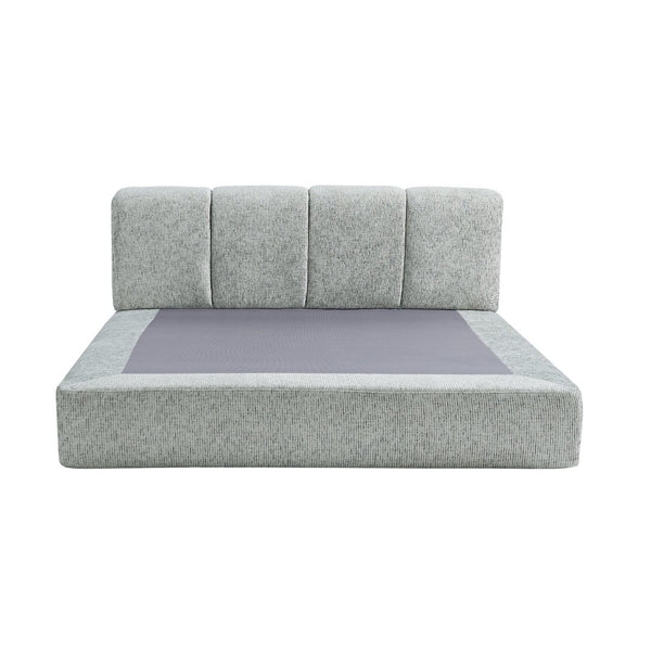 English Elm Queen Chenille Upholstered Cloud Platform Bed No Assembly Low Profile Modern Foundation Grey+Brown W1765P448451