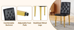 English Elm 4-piece Brown Suede Dining Chair Set with Tufted Back and Walnut Metal Legs Black+Gold W1151P361158