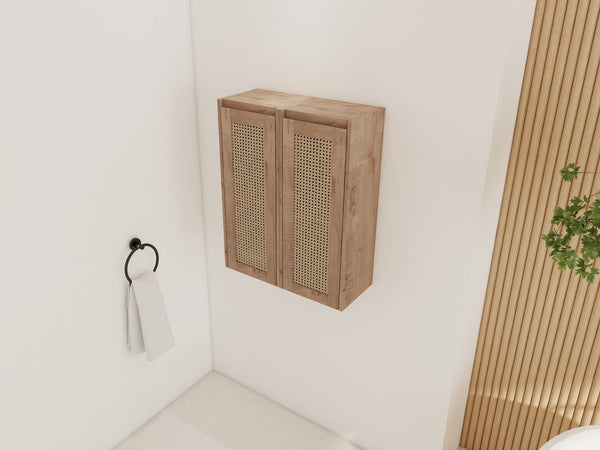 English Elm 24" Bathroom Side Cabinet - Wall-Mounted, Soft-Close Doors, Modern Design & Durable Storage Solution W999S00338