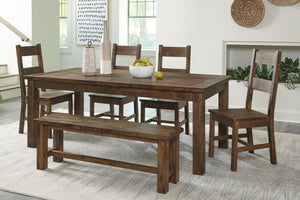English Elm Classic Solid Rubberwood Dining Table Seats 6 with Burnished Grain for Warm Interiors B011P262312