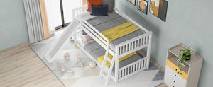 English Elm Twin Twin Bunk Bed with Convertible Slide & Reversible Ladder, Space-Saving Pine Frame for Kids Rooms White GX000213AAK-1