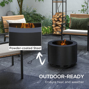 English Elm Outsunny 19 Inch Stainless Steel Wood Burning Fire Pit with Secondary Combustion Design W2225P174296
